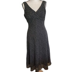 Adrianna Papell Black Ivory polka dot Midi Dress